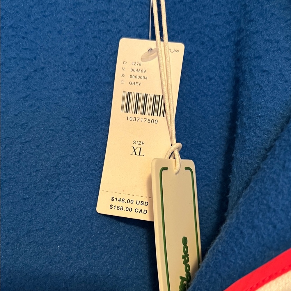 Anthropology /daily practice Blue and Gray Zip-Up Sweater with Pink Accents - Picture 8 of 10